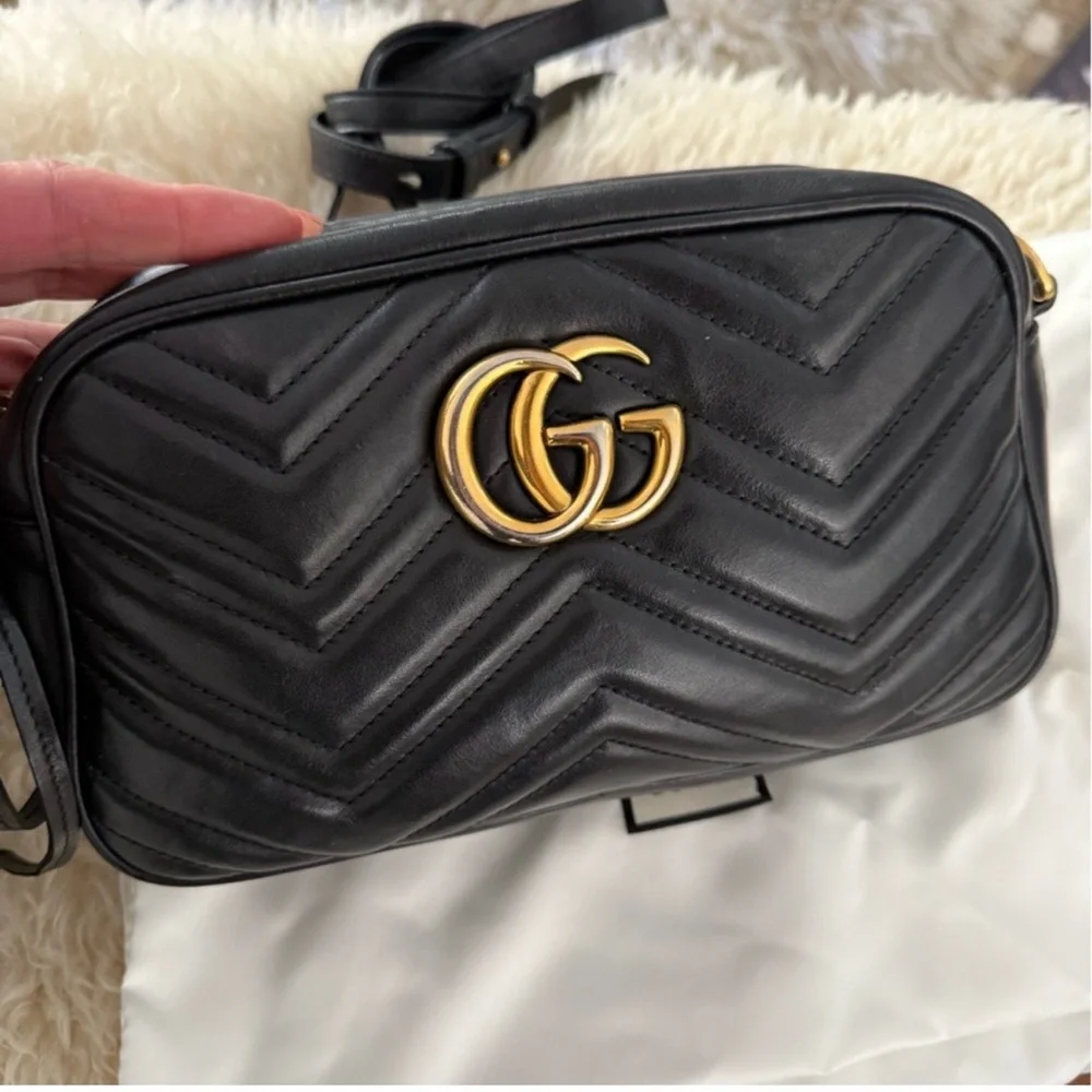 Gucci Black Matelassé Marmont Chevron Shoulder Bag - Picture 2 of 7